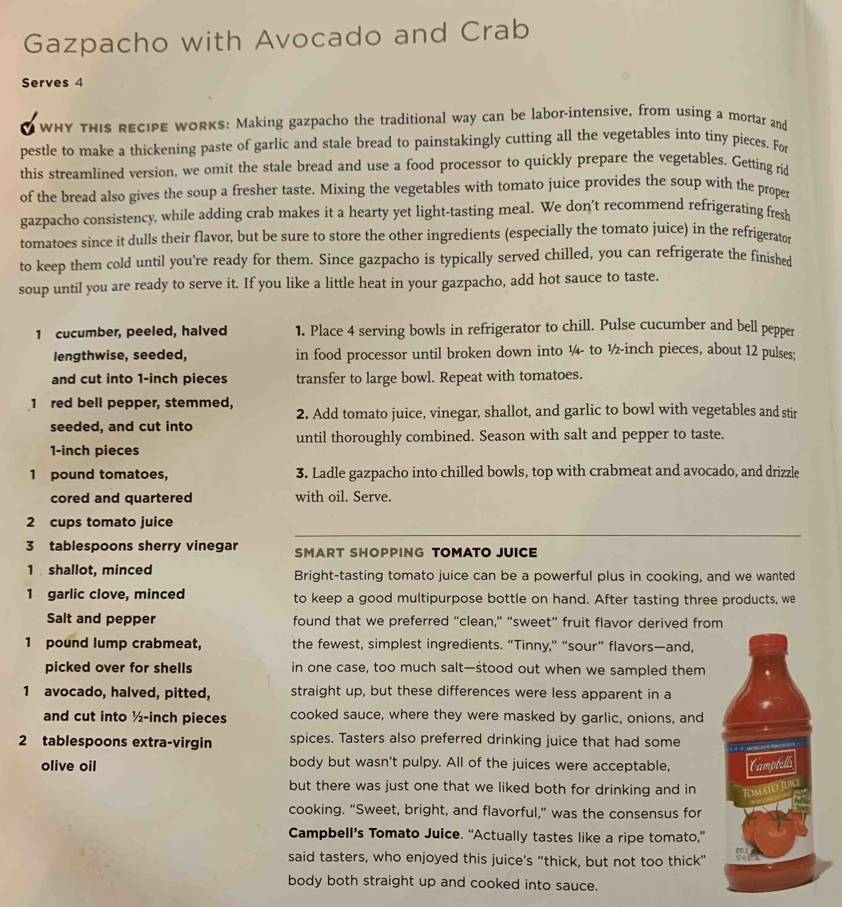 Image of Gazpacho with Avocado and Crab recipe