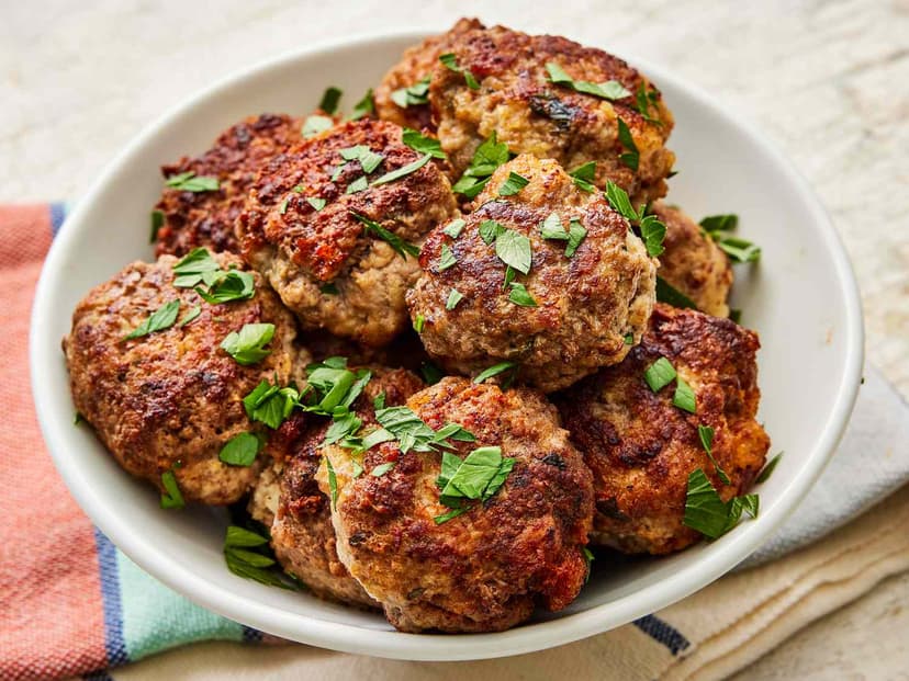 A dish of Beef Meatballs with Lemon and Celery Root
