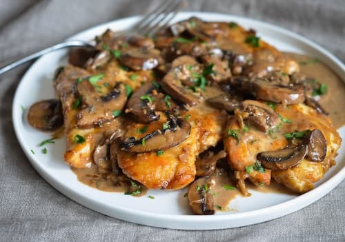 A dish of Chicken Marsala