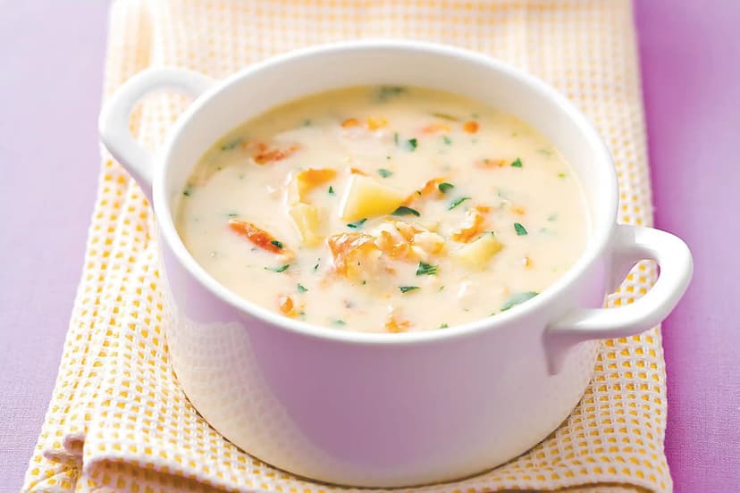 A dish of Smoked Fish Chowder