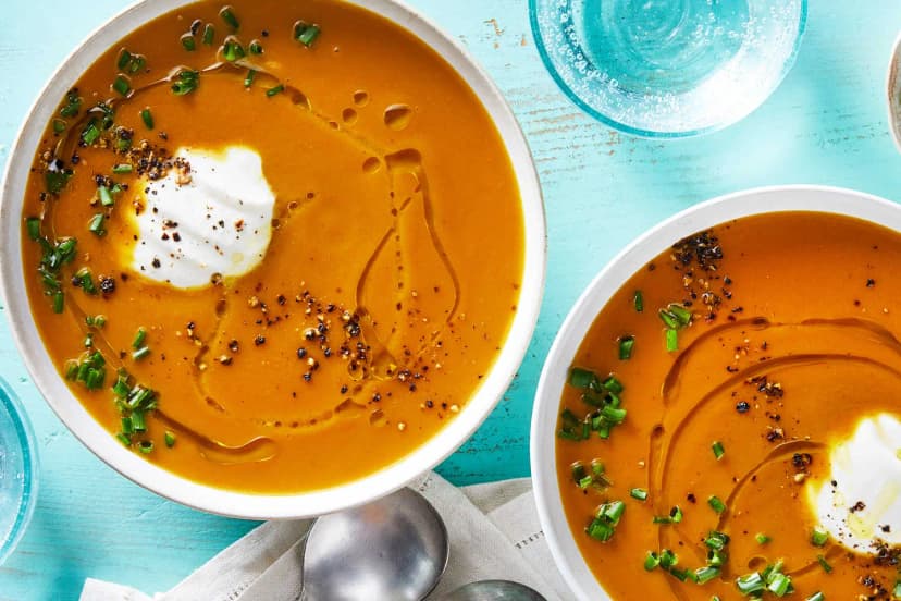 A dish of Butternut Squash Soup with Brown Butter