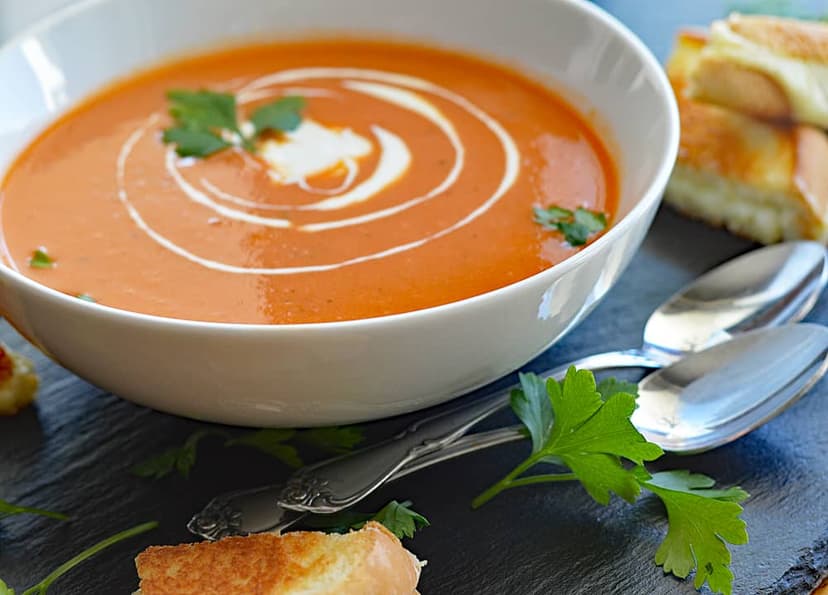 A dish of Cream of Tomato Soup